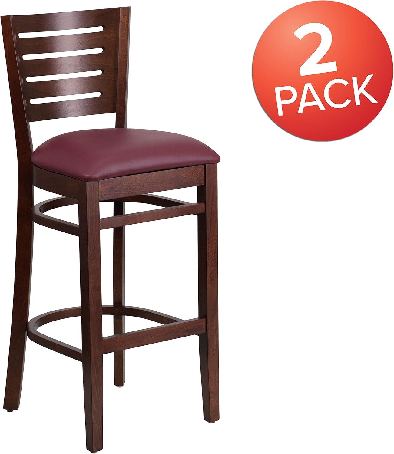 image:imageFlash Furniture Darby Series Slat Back Walnut Wood Restaurant Barstool Black Vinyl SeatBurgundy Vinyl SeatWalnut Wood Frame