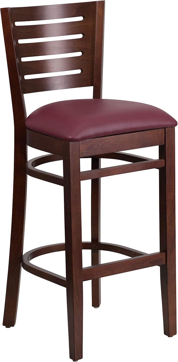 image:imageFlash Furniture Darby Series Slat Back Walnut Wood Restaurant Barstool Black Vinyl SeatBurgundy Vinyl SeatWalnut Wood Frame