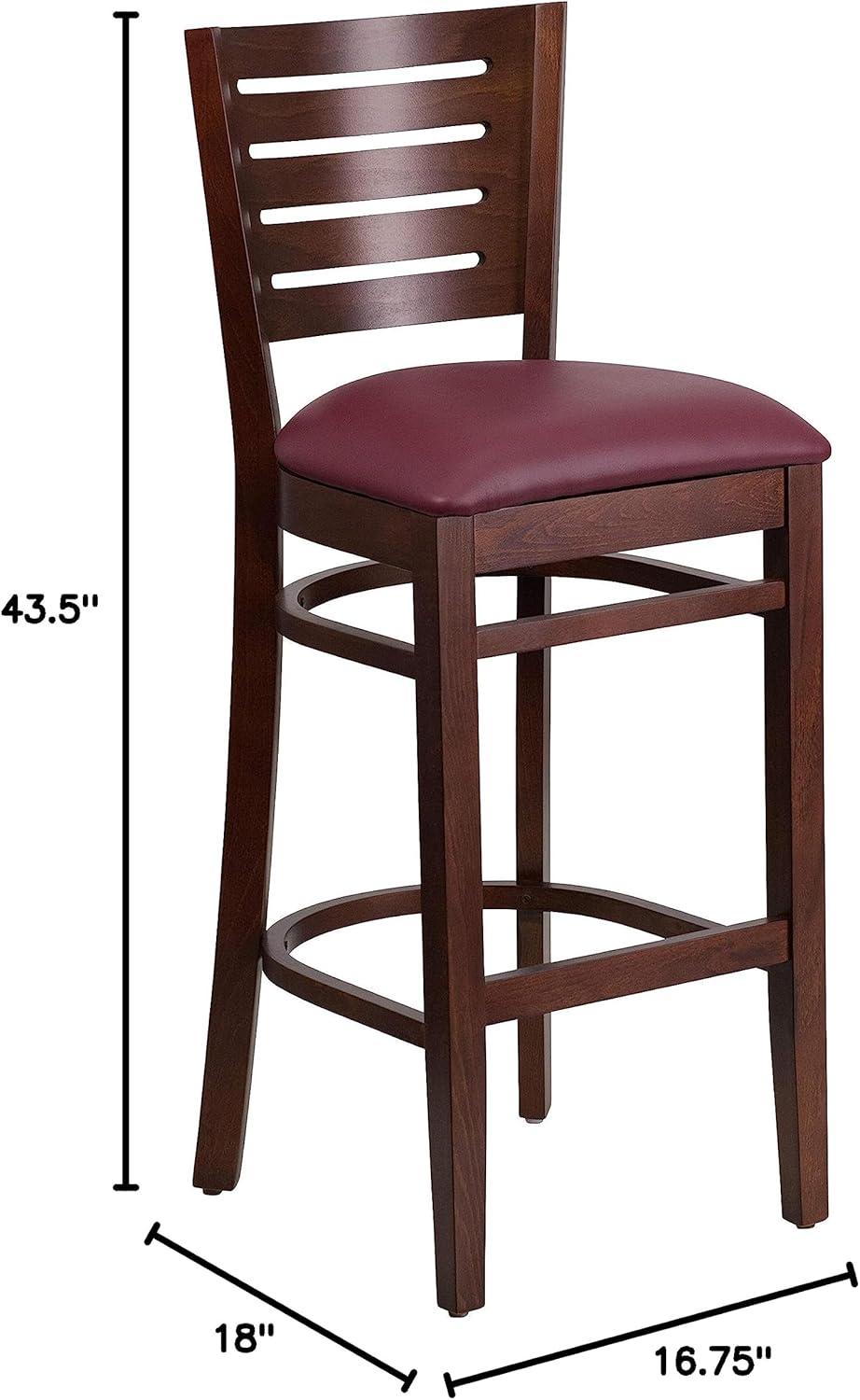 image:imageFlash Furniture Darby Series Slat Back Walnut Wood Restaurant Barstool Black Vinyl SeatBurgundy Vinyl SeatWalnut Wood Frame