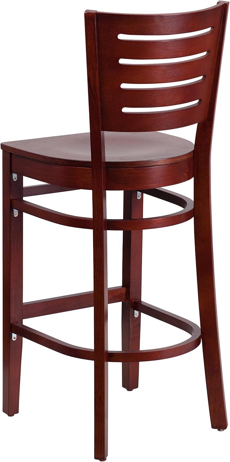 image:imageFlash Furniture Darby Series Slat Back Walnut Wood Restaurant Barstool Black Vinyl SeatMahogany Wood SeatMahogany Wood Frame