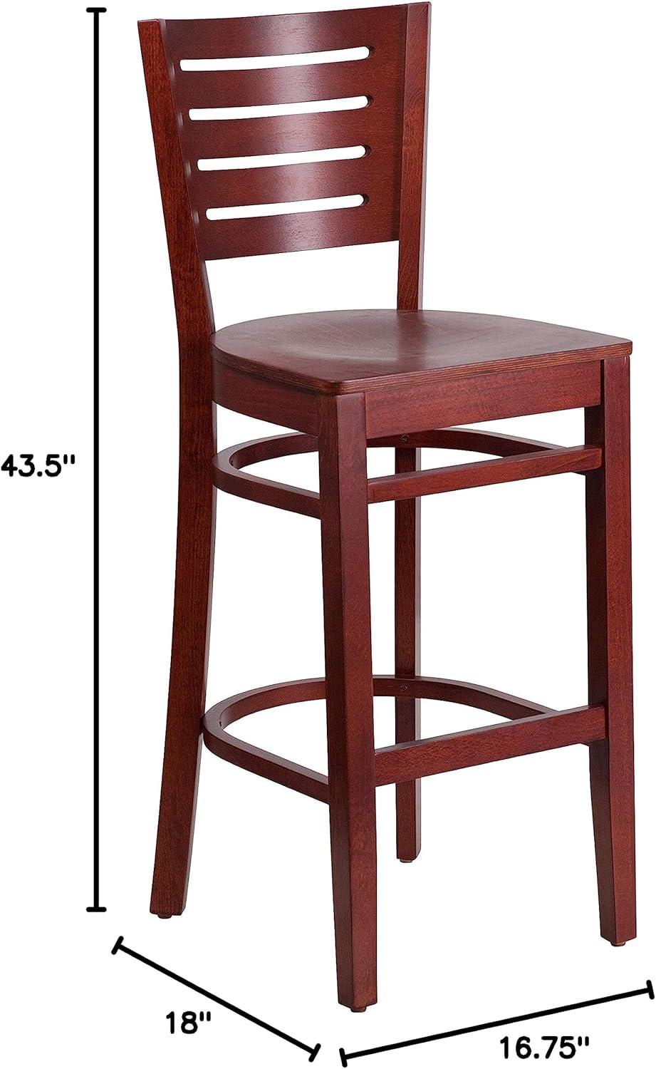 image:imageFlash Furniture Darby Series Slat Back Walnut Wood Restaurant Barstool Black Vinyl SeatMahogany Wood SeatMahogany Wood Frame