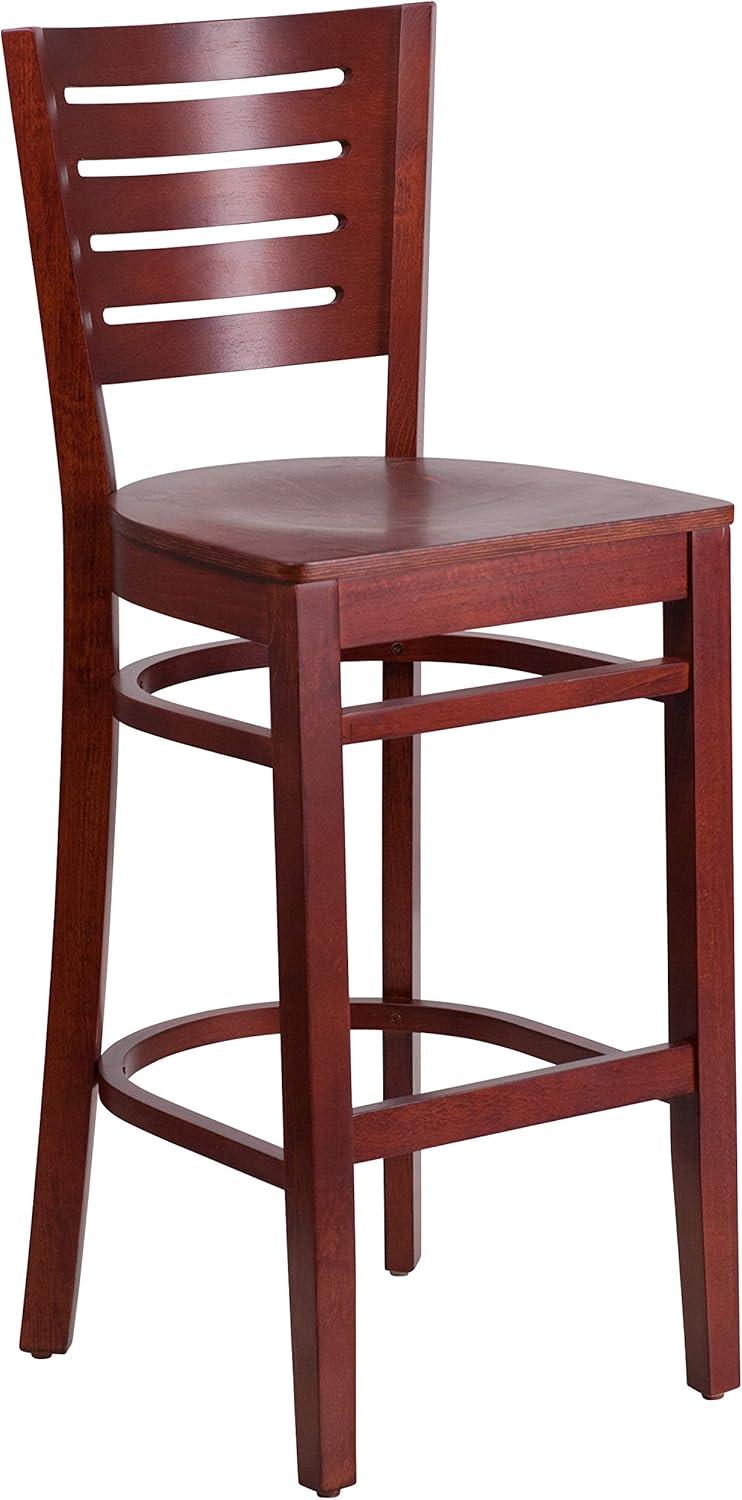 image:imageFlash Furniture Darby Series Slat Back Walnut Wood Restaurant Barstool Black Vinyl SeatMahogany Wood SeatMahogany Wood Frame