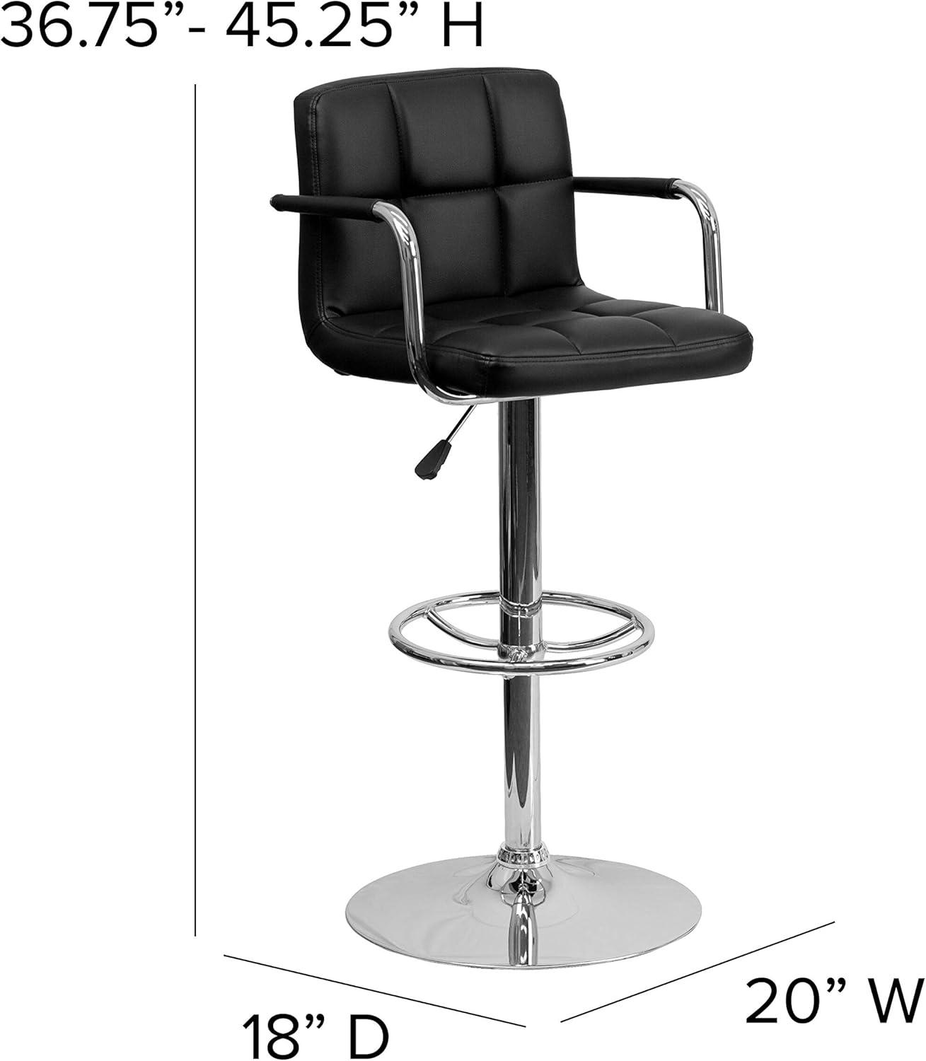 image:imageFlash Furniture Genna Adjustable Bar Stools Set of 2 Brown Counter Height Barstools with Back and ArmrestBlack