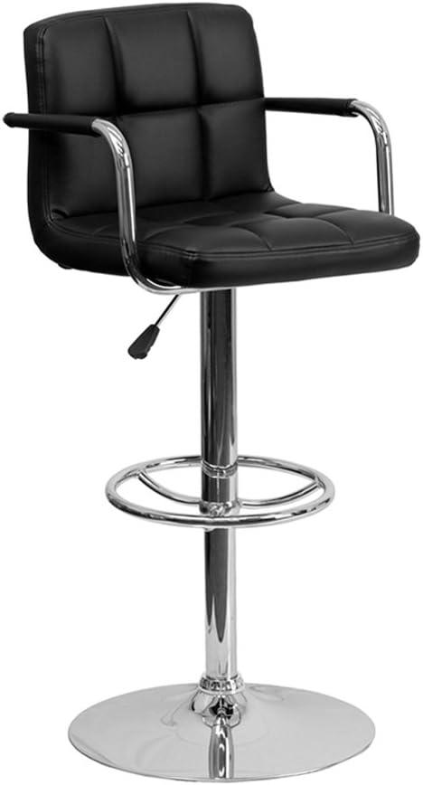 image:imageFlash Furniture Genna Adjustable Bar Stools Set of 2 Brown Counter Height Barstools with Back and ArmrestBlack