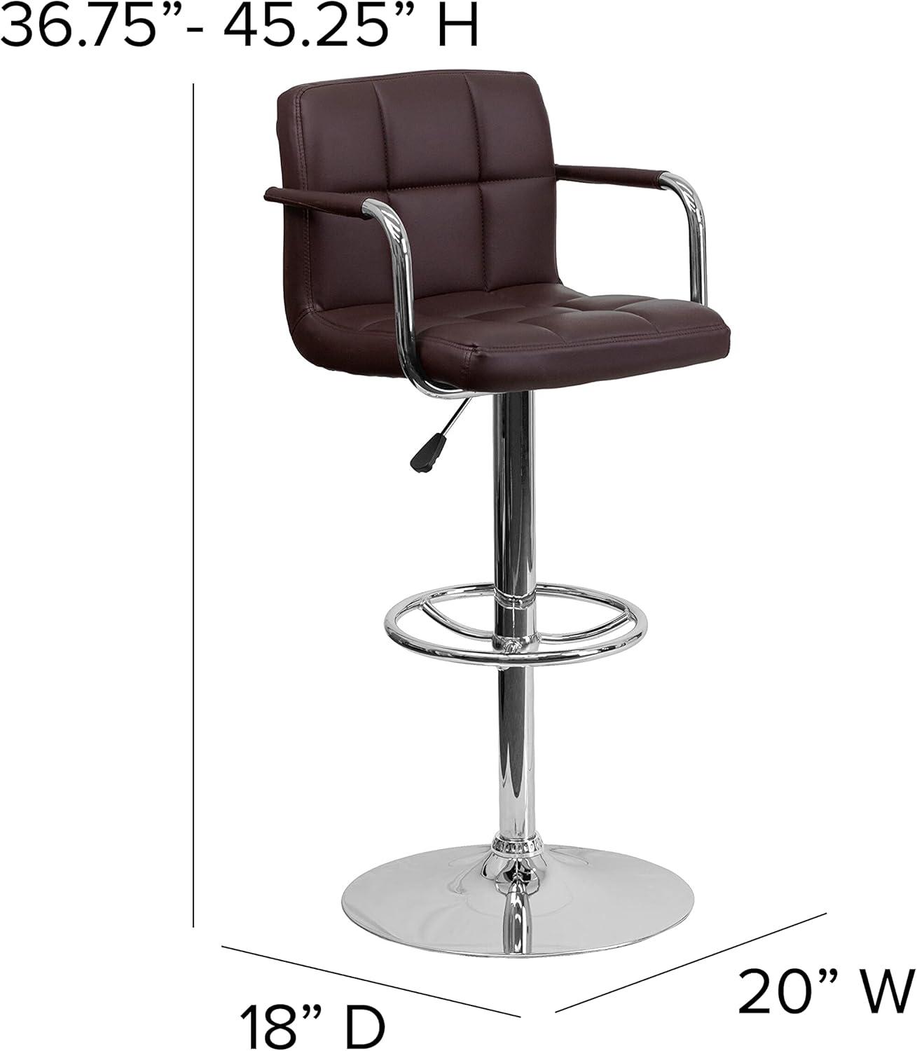 image:imageFlash Furniture Genna Adjustable Bar Stools Set of 2 Brown Counter Height Barstools with Back and ArmrestBrown