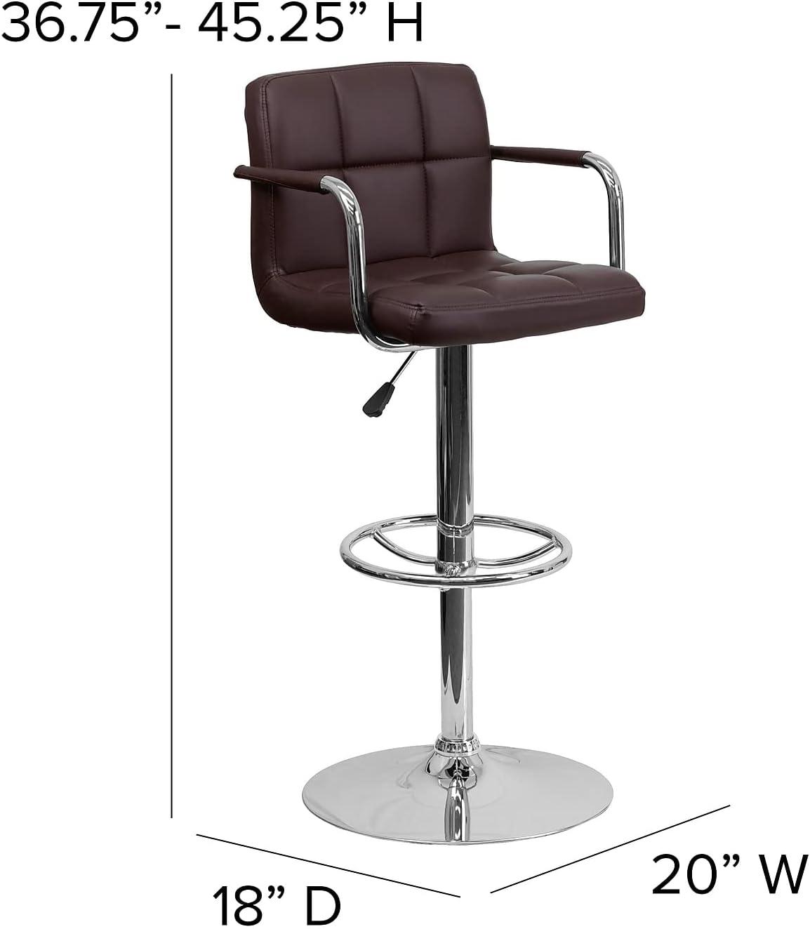 image:imageFlash Furniture Genna Adjustable Bar Stools Set of 2 Brown Counter Height Barstools with Back and ArmrestBrown