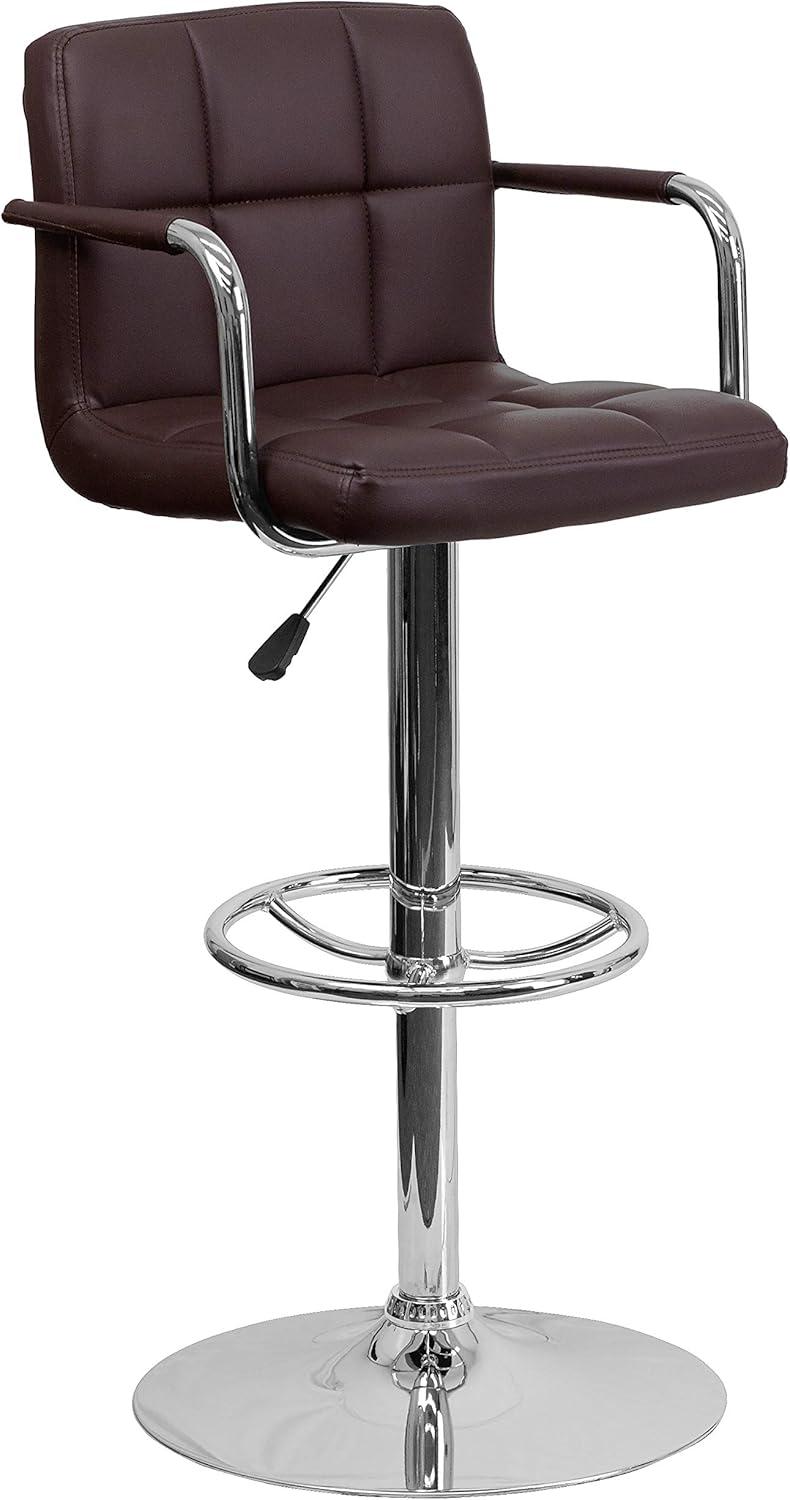 image:imageFlash Furniture Genna Adjustable Bar Stools Set of 2 Brown Counter Height Barstools with Back and ArmrestBrown