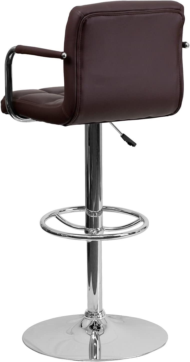 image:imageFlash Furniture Genna Adjustable Bar Stools Set of 2 Brown Counter Height Barstools with Back and ArmrestBrown