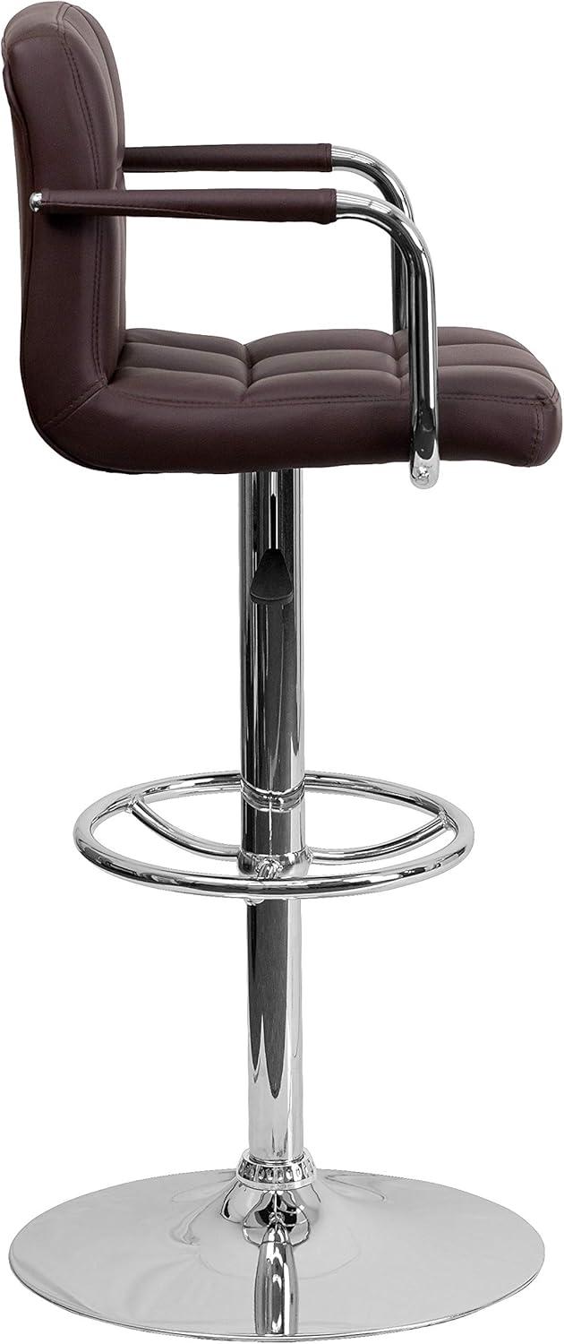 image:imageFlash Furniture Genna Adjustable Bar Stools Set of 2 Brown Counter Height Barstools with Back and ArmrestBrown
