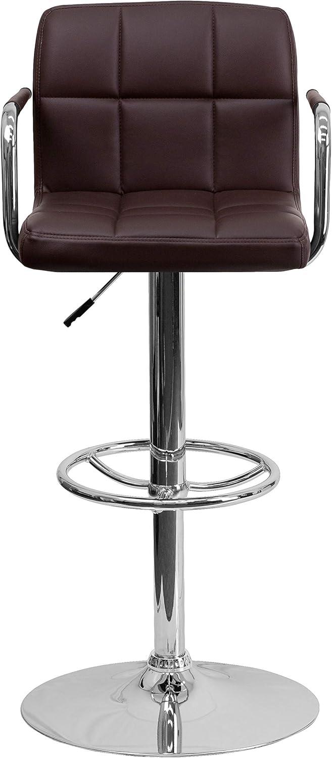 image:imageFlash Furniture Genna Adjustable Bar Stools Set of 2 Brown Counter Height Barstools with Back and ArmrestBrown
