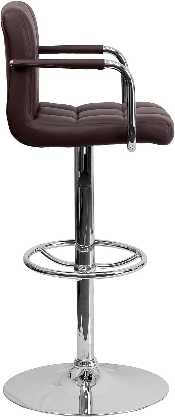 image:imageFlash Furniture Genna Adjustable Bar Stools Set of 2 Brown Counter Height Barstools with Back and ArmrestBrown