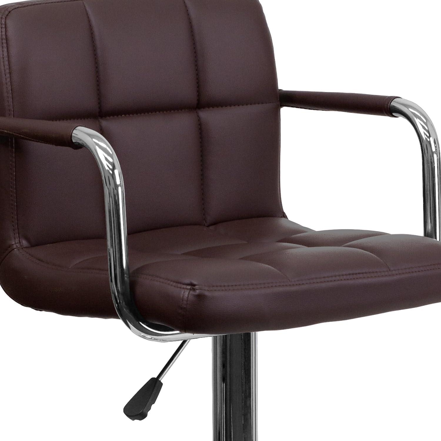image:imageFlash Furniture Genna Adjustable Bar Stools Set of 2 Brown Counter Height Barstools with Back and ArmrestBrown