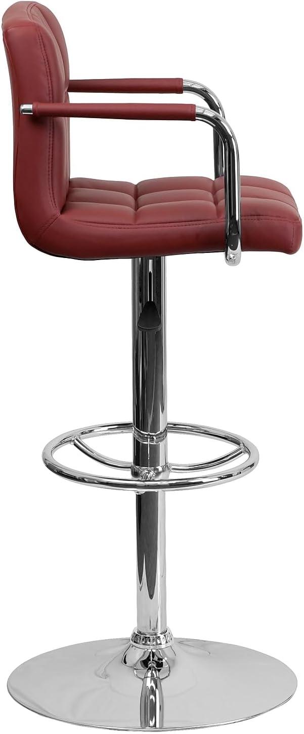 image:imageFlash Furniture Genna Adjustable Bar Stools Set of 2 Brown Counter Height Barstools with Back and ArmrestBurgundy