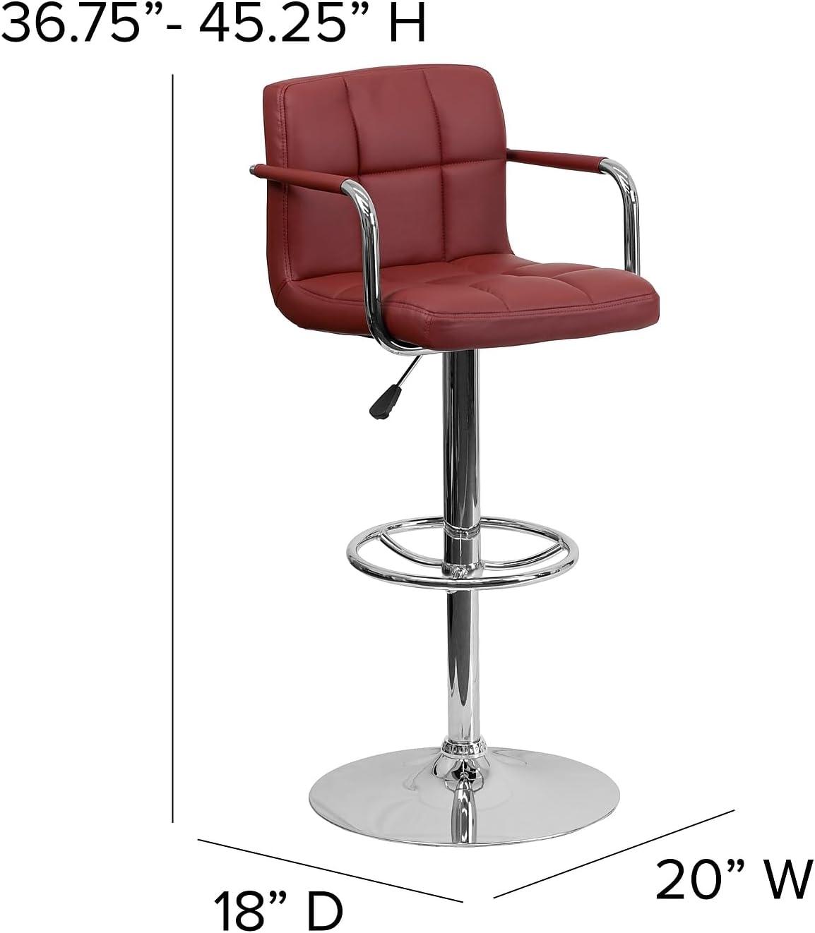 image:imageFlash Furniture Genna Adjustable Bar Stools Set of 2 Brown Counter Height Barstools with Back and ArmrestBurgundy