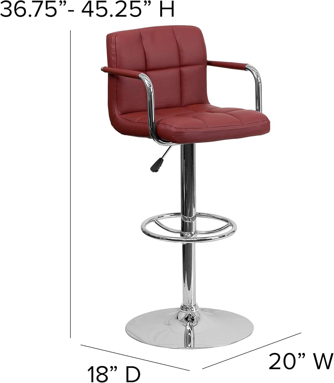 image:imageFlash Furniture Genna Adjustable Bar Stools Set of 2 Brown Counter Height Barstools with Back and ArmrestBurgundy