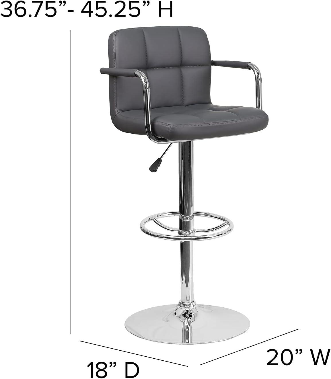 image:imageFlash Furniture Genna Adjustable Bar Stools Set of 2 Brown Counter Height Barstools with Back and ArmrestGrey