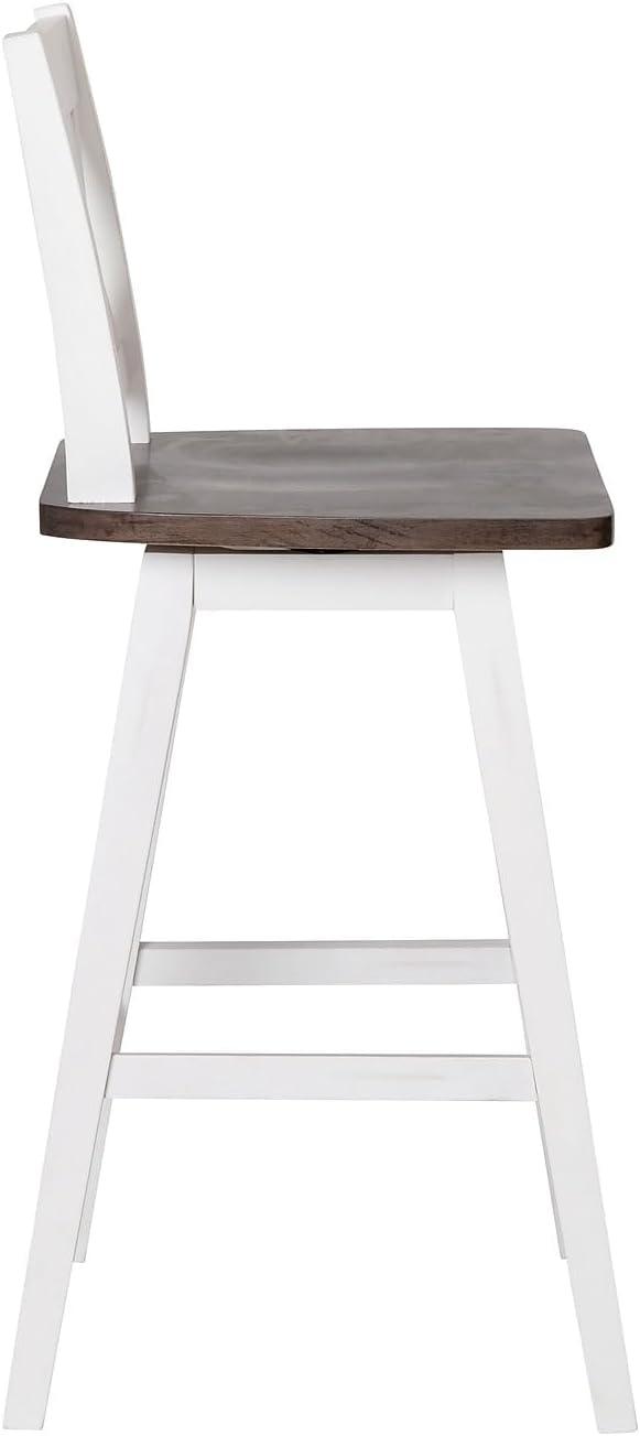 image:imageFlash Furniture Gwendolyn Commercial Grade Modern Farmhouse Barstool Gray Wash Walnut Solid Wood Frame Bar Height 360 Swivel Seat Integrated FootrestAntique White Wash FrameGray Wash Seat