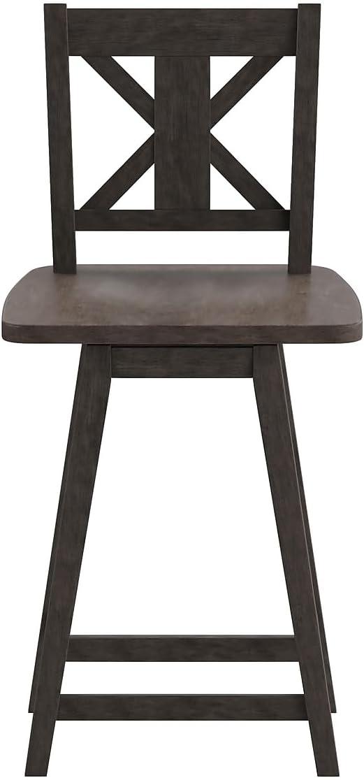image:imageFlash Furniture Gwendolyn Commercial Modern Farmhouse Barstool Antique White Wash Frame Gray Wash Seat Counter Height 360 Swivel Seat Integrated FootrestGray Wash Walnut