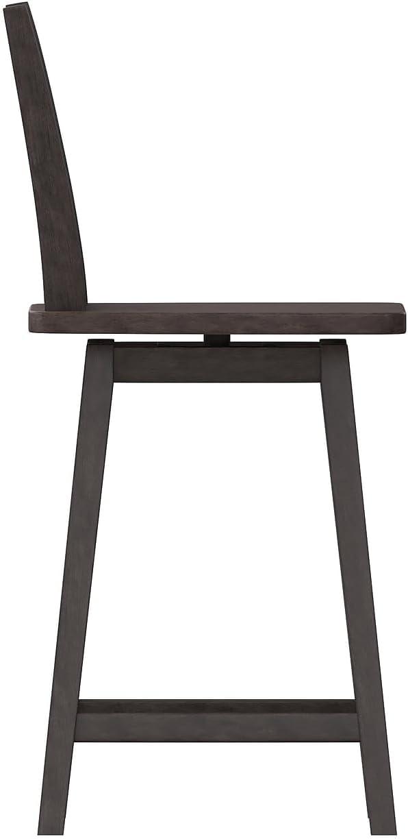 image:imageFlash Furniture Gwendolyn Commercial Modern Farmhouse Barstool Antique White Wash Frame Gray Wash Seat Counter Height 360 Swivel Seat Integrated FootrestGray Wash Walnut