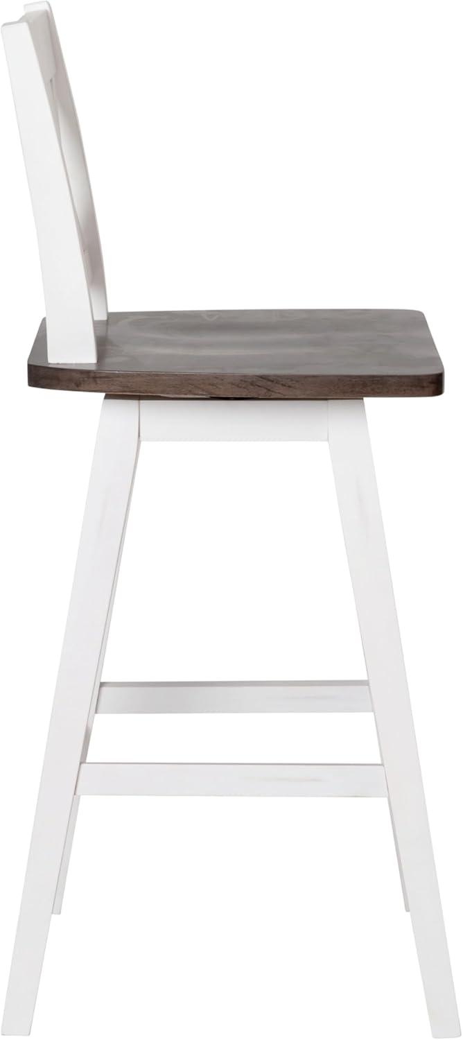 image:imageFlash Furniture Gwendolyn Commercial Modern Farmhouse Barstool Antique White Wash Frame Gray Wash Seat Counter Height 360 Swivel Seat Integrated FootrestAntique White Wash FrameGray Wash Seat