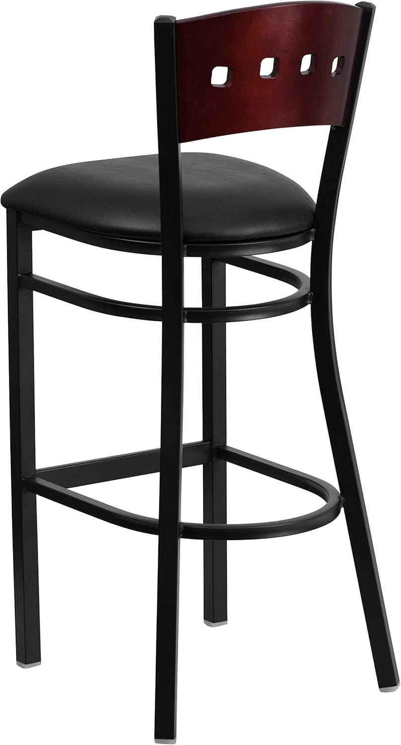 image:imageFlash Furniture HERCULES Series Black 4 Square Back Metal Restaurant Barstool Mahogany Wood Back amp Seat Pack of 1Mahogany Wood BackBlack Vinyl SeatBlack Metal Frame