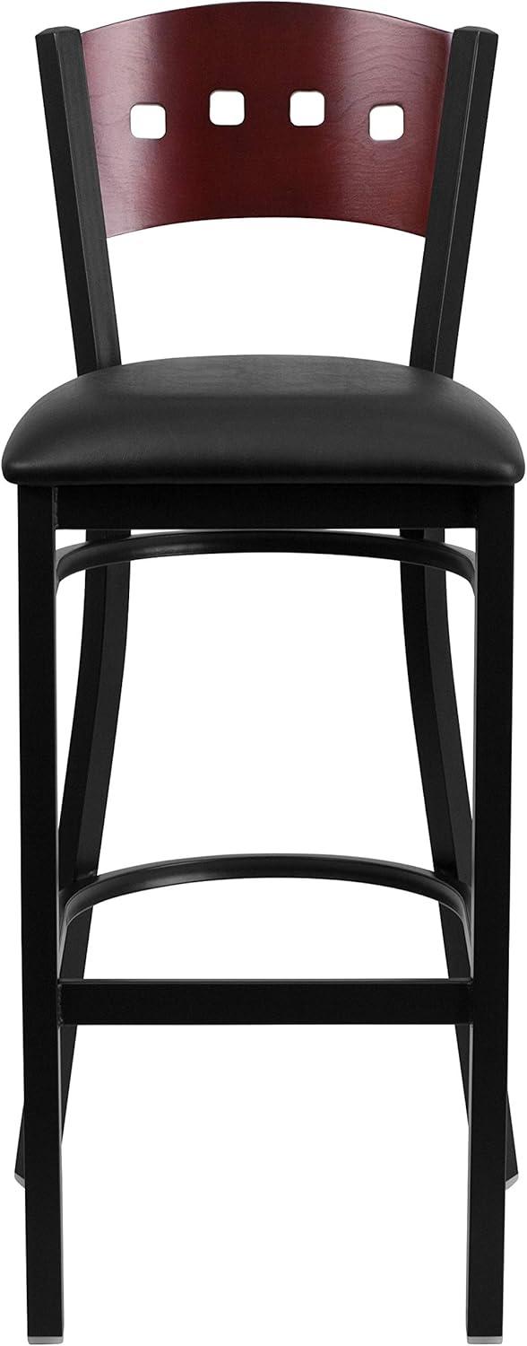 image:imageFlash Furniture HERCULES Series Black 4 Square Back Metal Restaurant Barstool Mahogany Wood Back amp Seat Pack of 1Mahogany Wood BackBlack Vinyl SeatBlack Metal Frame