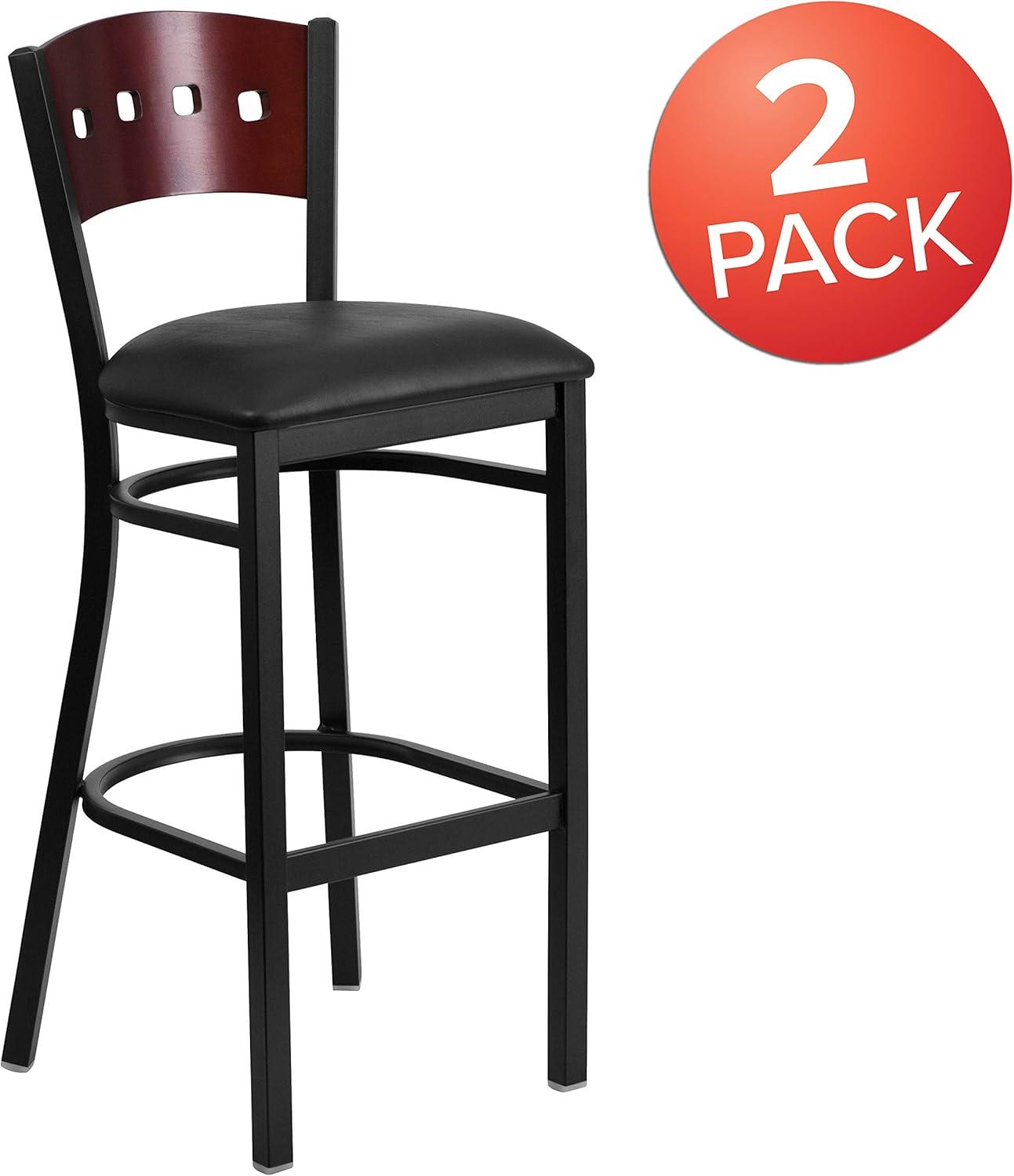 image:imageFlash Furniture HERCULES Series Black 4 Square Back Metal Restaurant Barstool Mahogany Wood Back amp Seat Pack of 1Mahogany Wood BackBlack Vinyl SeatBlack Metal Frame