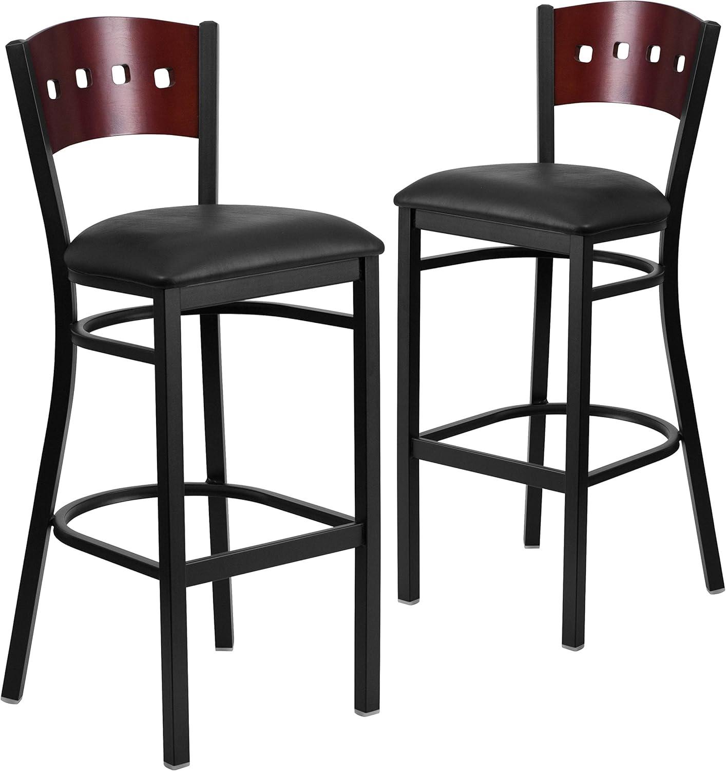 image:imageFlash Furniture HERCULES Series Black 4 Square Back Metal Restaurant Barstool Mahogany Wood Back amp Seat Pack of 1Mahogany Wood BackBlack Vinyl SeatBlack Metal Frame