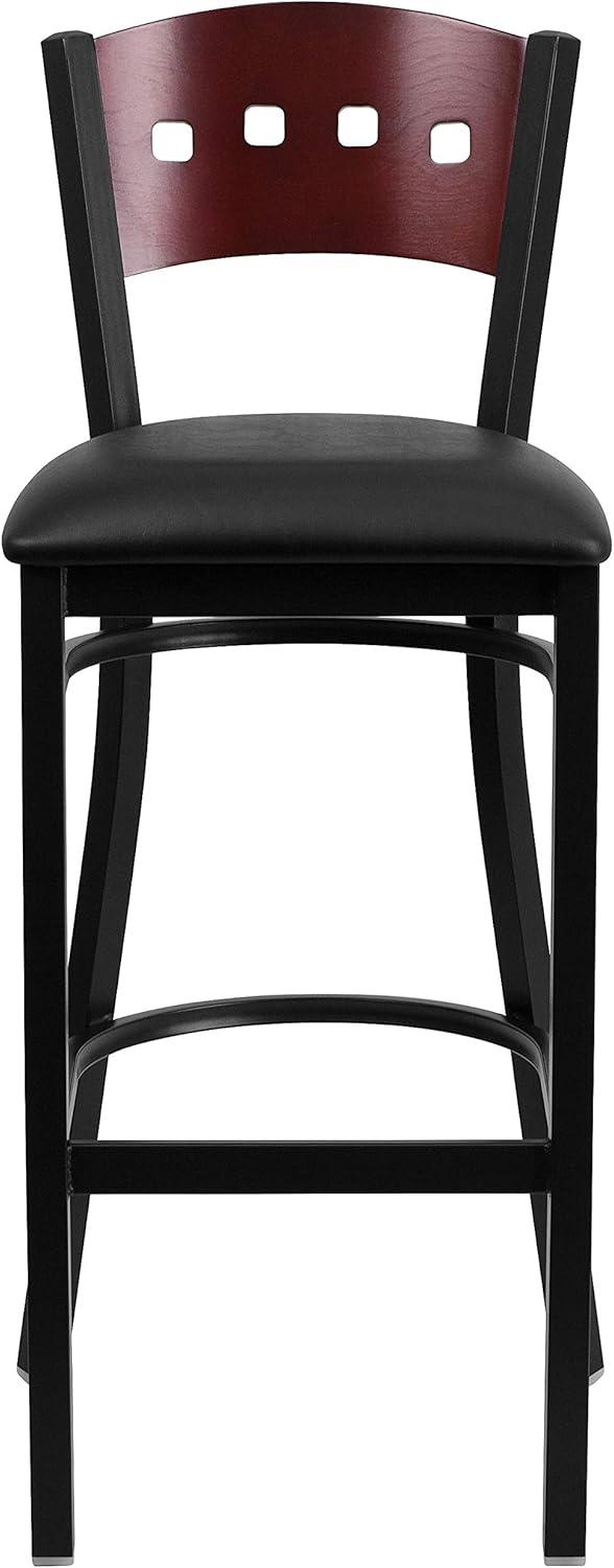 image:imageFlash Furniture HERCULES Series Black 4 Square Back Metal Restaurant Barstool Mahogany Wood Back amp Seat Pack of 1Mahogany Wood BackBlack Vinyl SeatBlack Metal Frame