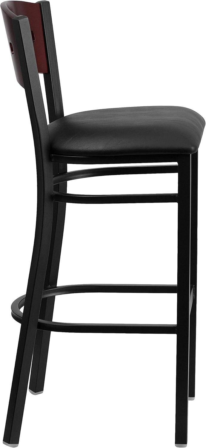 image:imageFlash Furniture HERCULES Series Black 4 Square Back Metal Restaurant Barstool Mahogany Wood Back amp Seat Pack of 1Mahogany Wood BackBlack Vinyl SeatBlack Metal Frame
