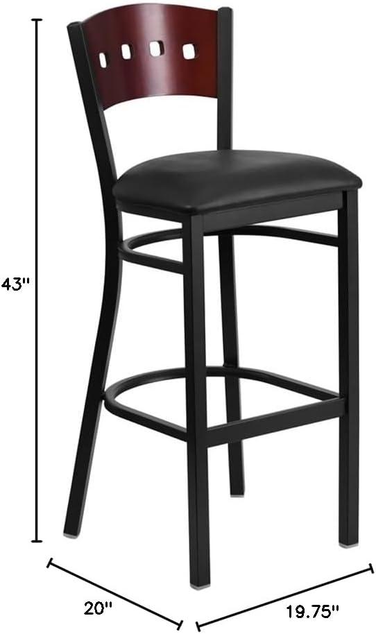 image:imageFlash Furniture HERCULES Series Black 4 Square Back Metal Restaurant Barstool Mahogany Wood Back amp Seat Pack of 1Mahogany Wood BackBlack Vinyl SeatBlack Metal Frame