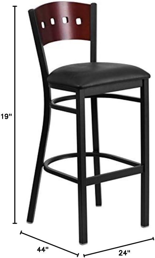 image:imageFlash Furniture HERCULES Series Black 4 Square Back Metal Restaurant Barstool Mahogany Wood Back amp Seat Pack of 1Mahogany Wood BackBlack Vinyl SeatBlack Metal Frame