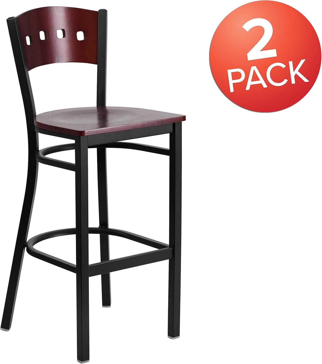 image:imageFlash Furniture HERCULES Series Black 4 Square Back Metal Restaurant Barstool Mahogany Wood Back amp Seat Pack of 1Mahogany Wood BackMahogany Wood SeatBlack Metal Frame