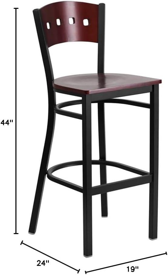 image:imageFlash Furniture HERCULES Series Black 4 Square Back Metal Restaurant Barstool Mahogany Wood Back amp Seat Pack of 1Mahogany Wood BackMahogany Wood SeatBlack Metal Frame