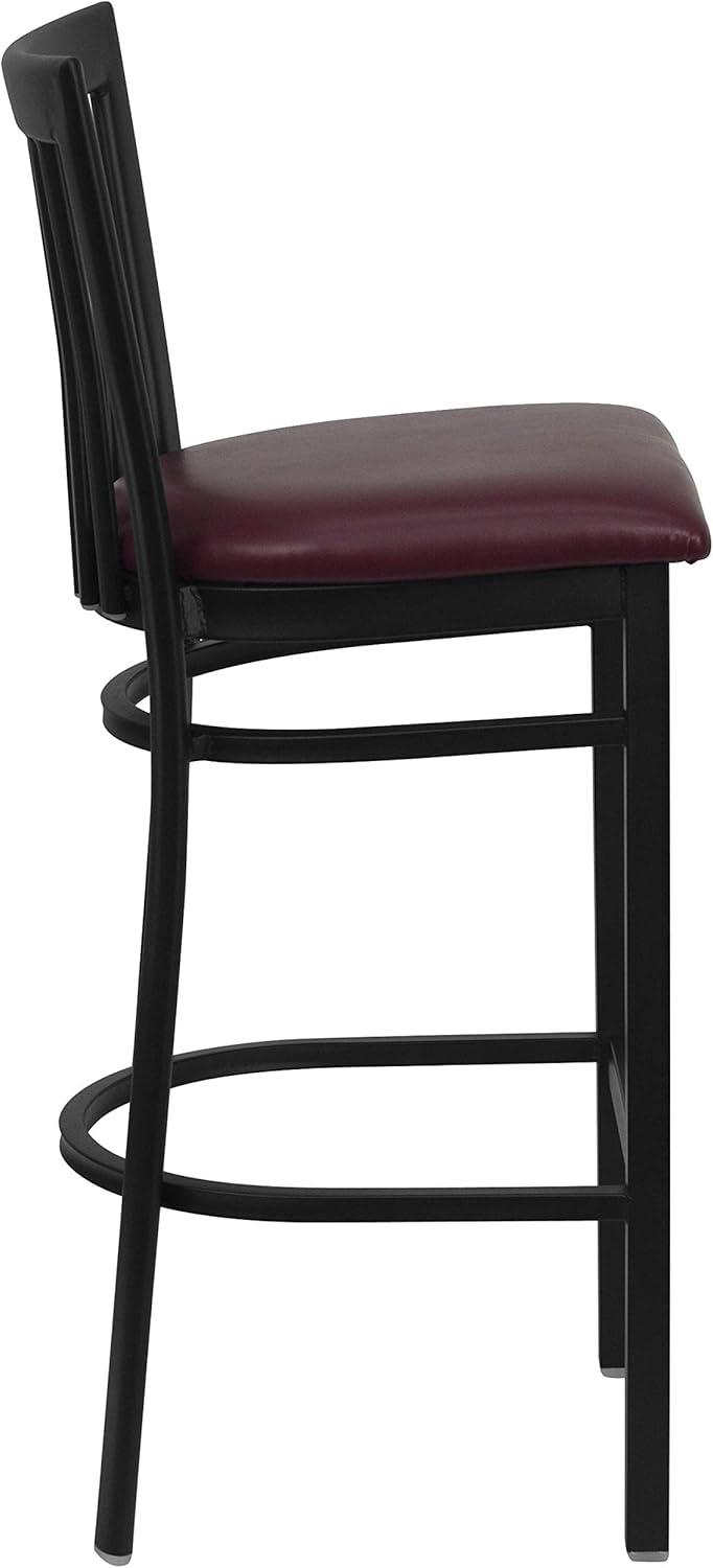 image:imageFlash Furniture HERCULES Series Black School House Back Metal Restaurant Barstool Black Vinyl Seat Pack of 1Burgundy Vinyl SeatBlack Metal Frame