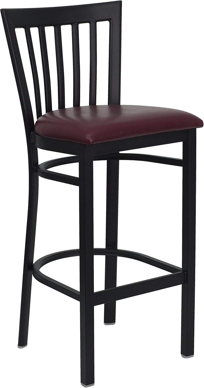 image:imageFlash Furniture HERCULES Series Black School House Back Metal Restaurant Barstool Black Vinyl Seat Pack of 1Burgundy Vinyl SeatBlack Metal Frame