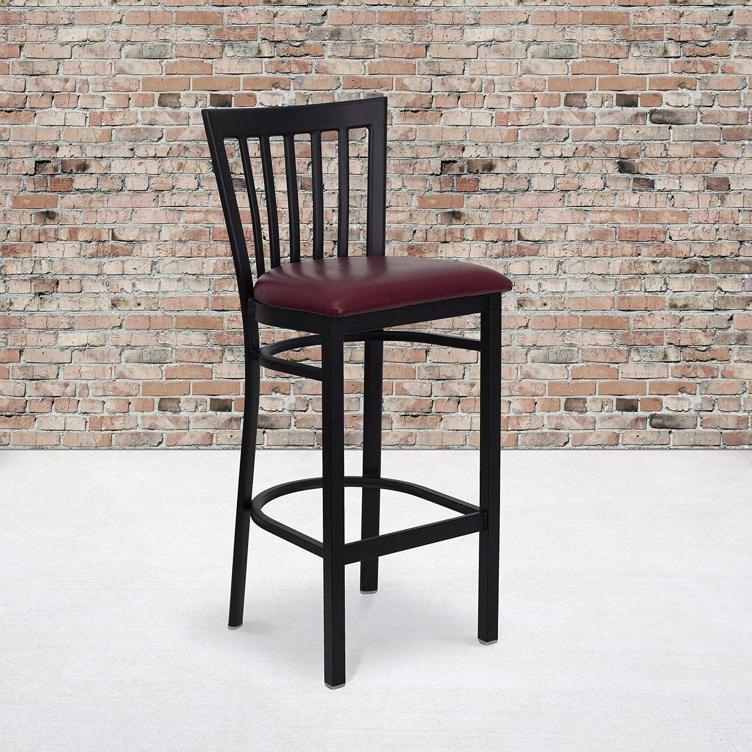 image:imageFlash Furniture HERCULES Series Black School House Back Metal Restaurant Barstool Black Vinyl Seat Pack of 1Burgundy Vinyl SeatBlack Metal Frame