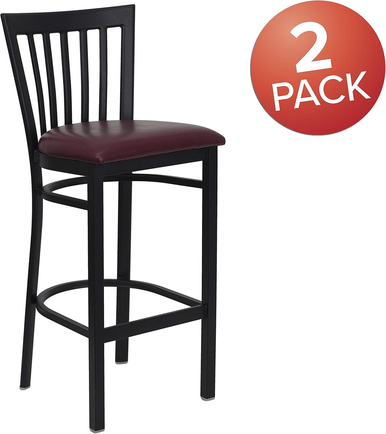 image:imageFlash Furniture HERCULES Series Black School House Back Metal Restaurant Barstool Black Vinyl Seat Pack of 1Burgundy Vinyl SeatBlack Metal Frame