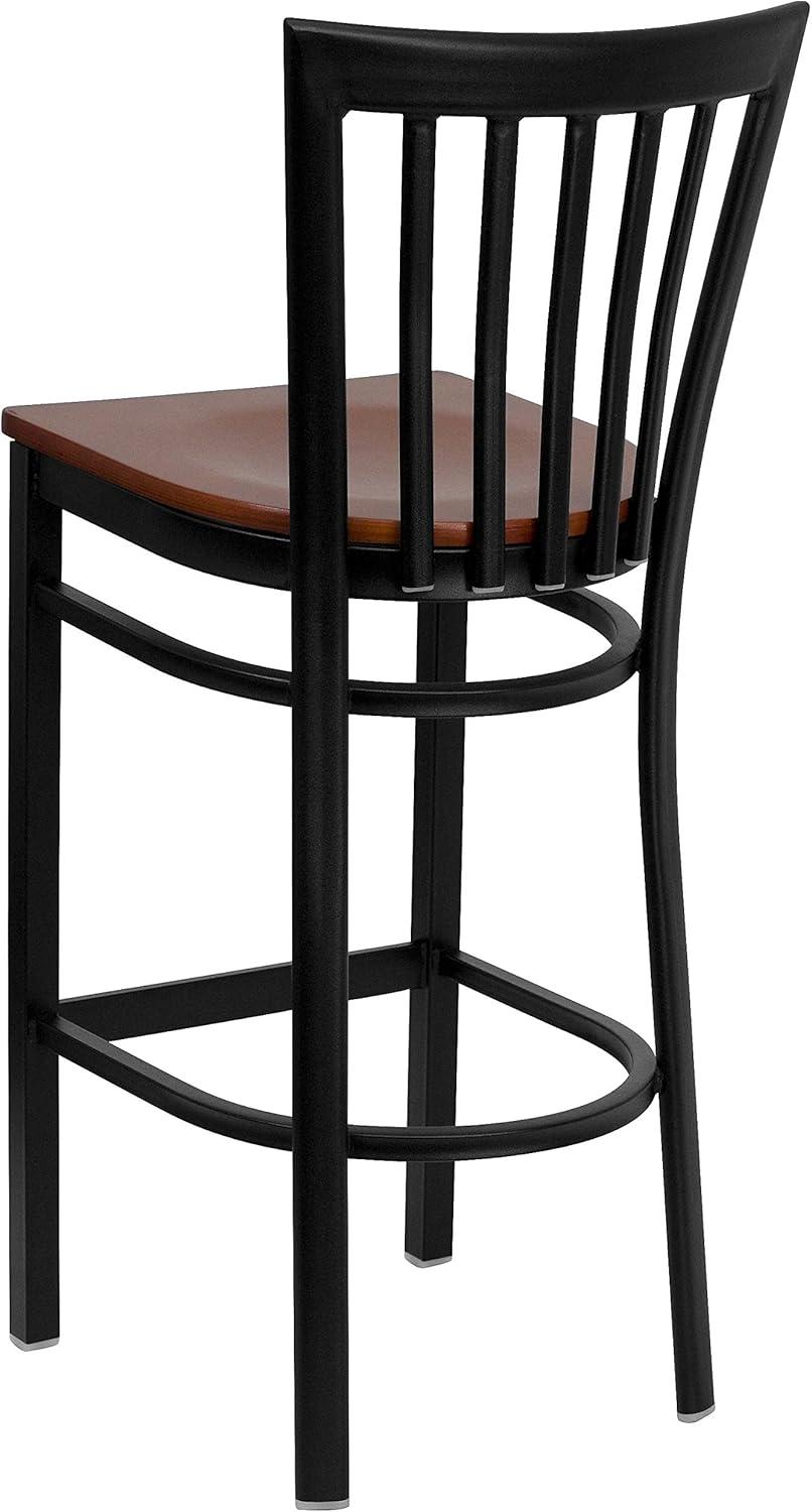 image:imageFlash Furniture HERCULES Series Black School House Back Metal Restaurant Barstool Black Vinyl Seat Pack of 1Cherry Wood SeatBlack Metal Frame