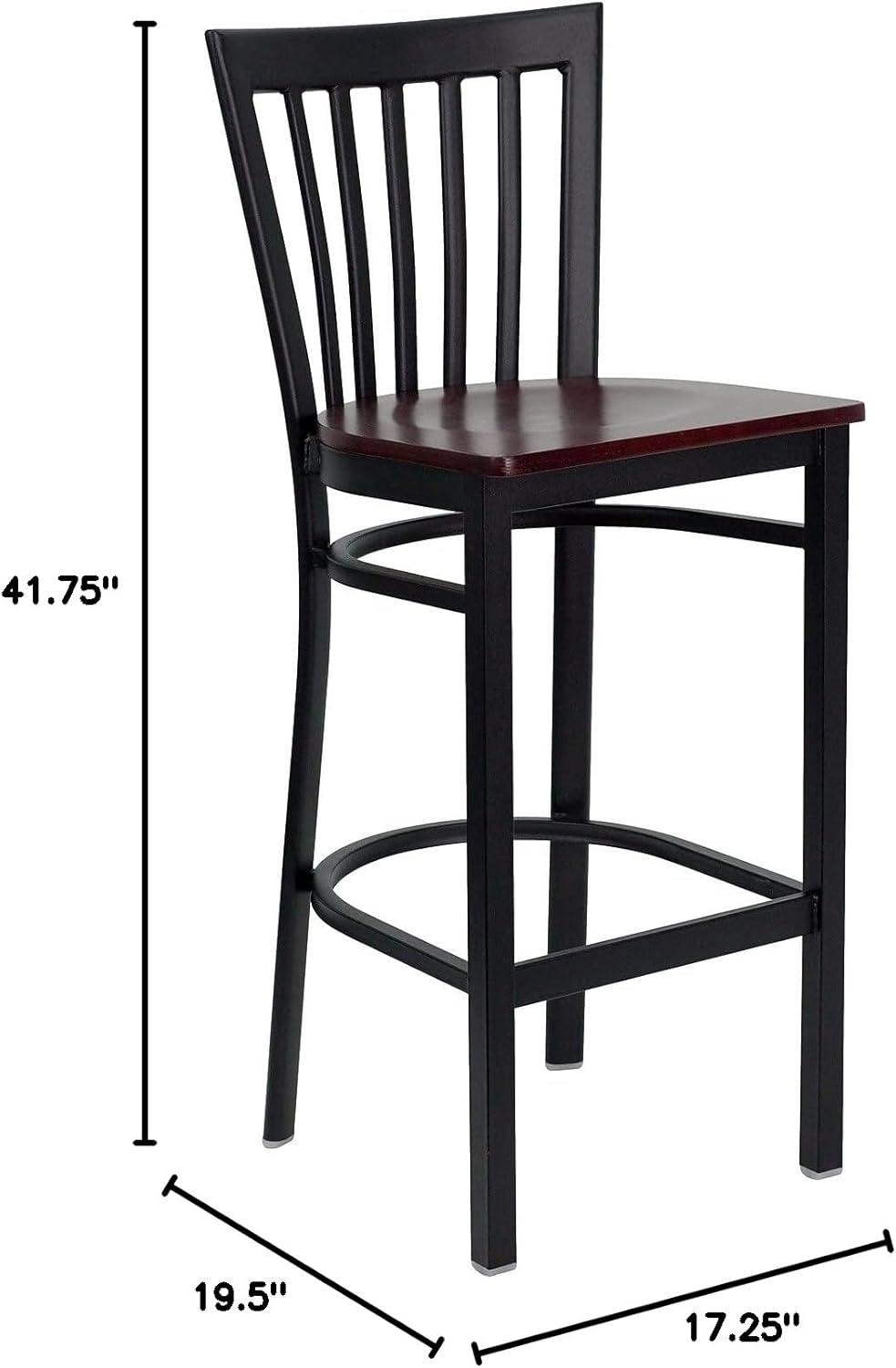 image:imageFlash Furniture HERCULES Series Black School House Back Metal Restaurant Barstool Black Vinyl Seat Pack of 1Mahogany Wood SeatBlack Metal Frame