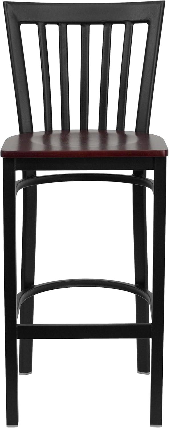 image:imageFlash Furniture HERCULES Series Black School House Back Metal Restaurant Barstool Mahogany Wood Seat
