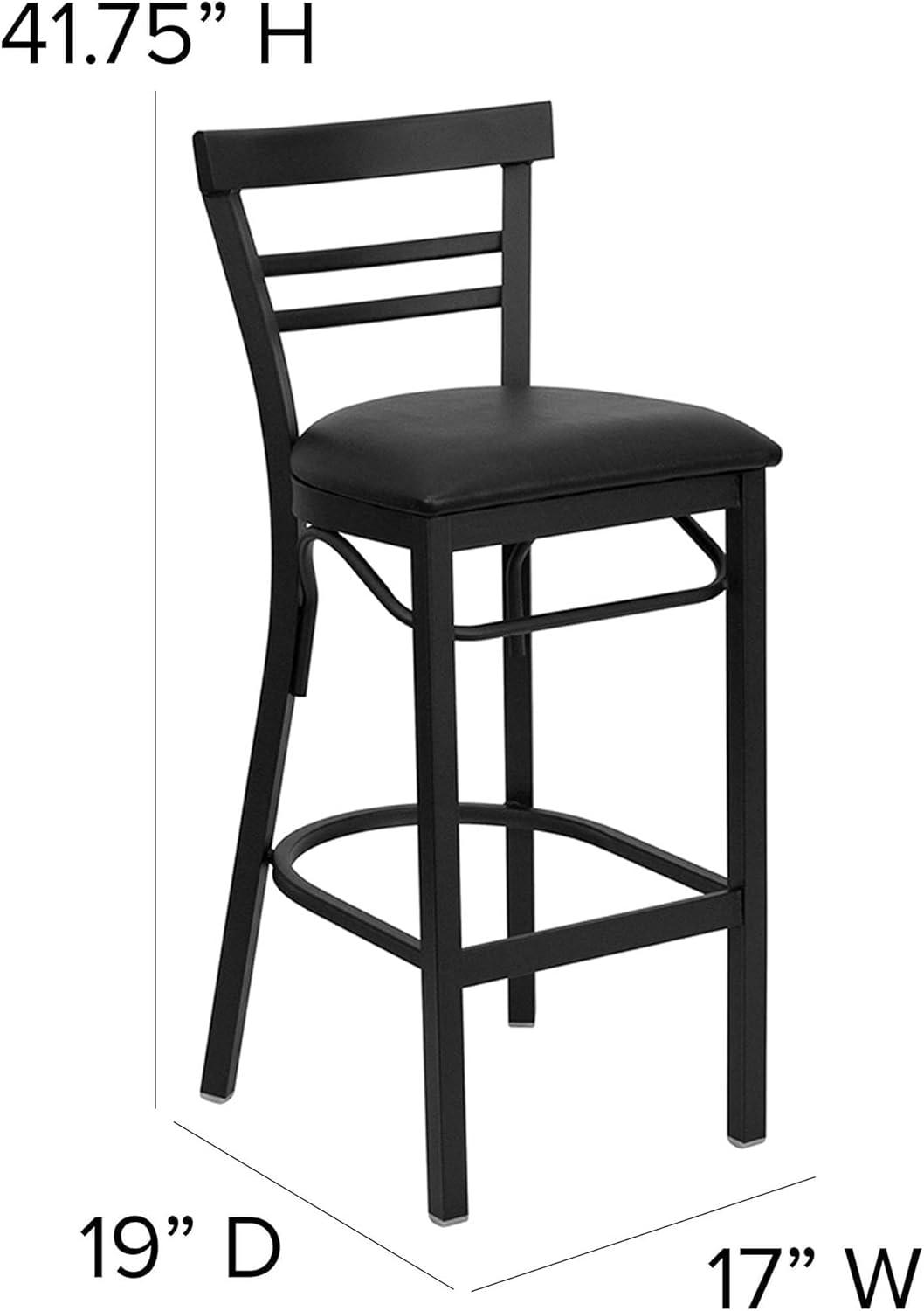 image:imageFlash Furniture HERCULES Series Black TwoSlat Ladder Back Metal Restaurant Barstool Black Vinyl SeatBlack Vinyl SeatBlack Metal Frame