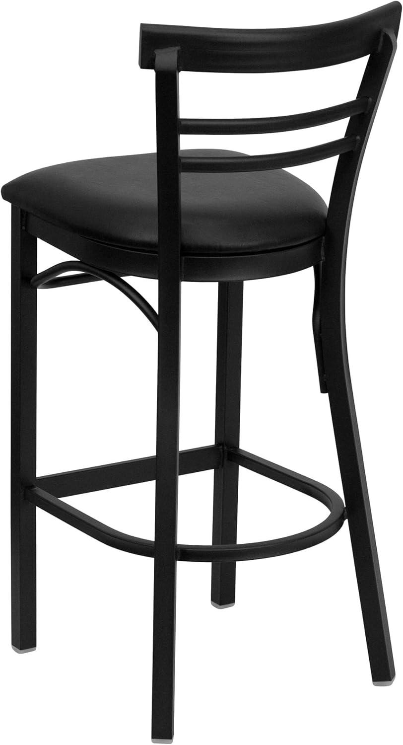 image:imageFlash Furniture HERCULES Series Black TwoSlat Ladder Back Metal Restaurant Barstool Black Vinyl SeatBlack Vinyl SeatBlack Metal Frame