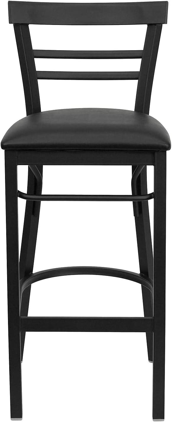 image:imageFlash Furniture HERCULES Series Black TwoSlat Ladder Back Metal Restaurant Barstool Black Vinyl SeatBlack Vinyl SeatBlack Metal Frame