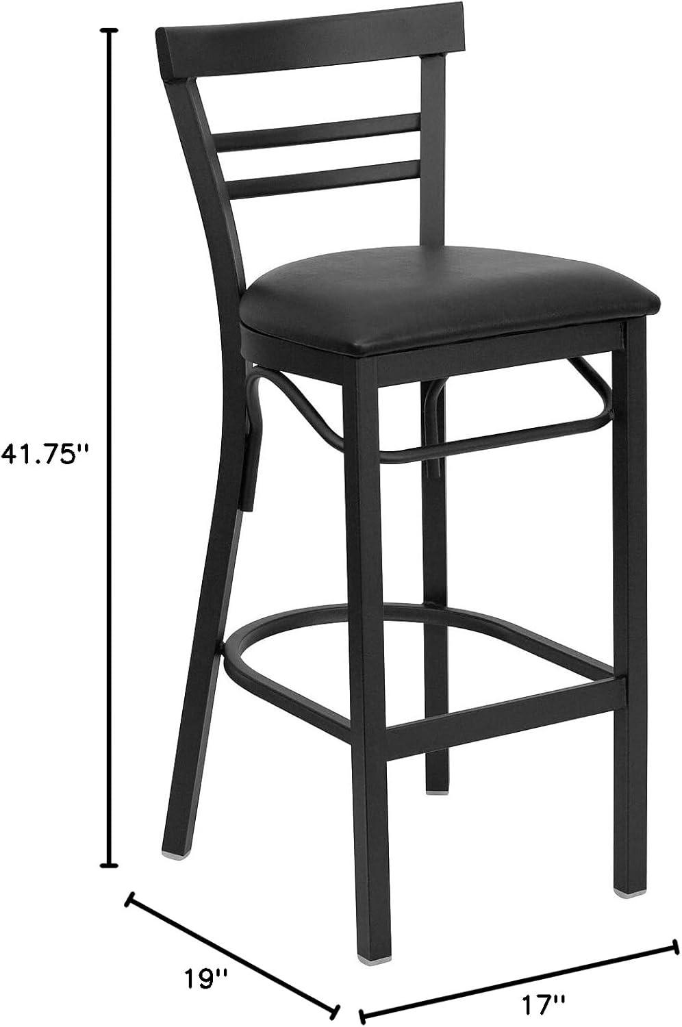 image:imageFlash Furniture HERCULES Series Black TwoSlat Ladder Back Metal Restaurant Barstool Black Vinyl SeatBlack Vinyl SeatBlack Metal Frame