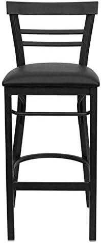 image:imageFlash Furniture HERCULES Series Black TwoSlat Ladder Back Metal Restaurant Barstool Black Vinyl SeatBlack Vinyl SeatBlack Metal Frame