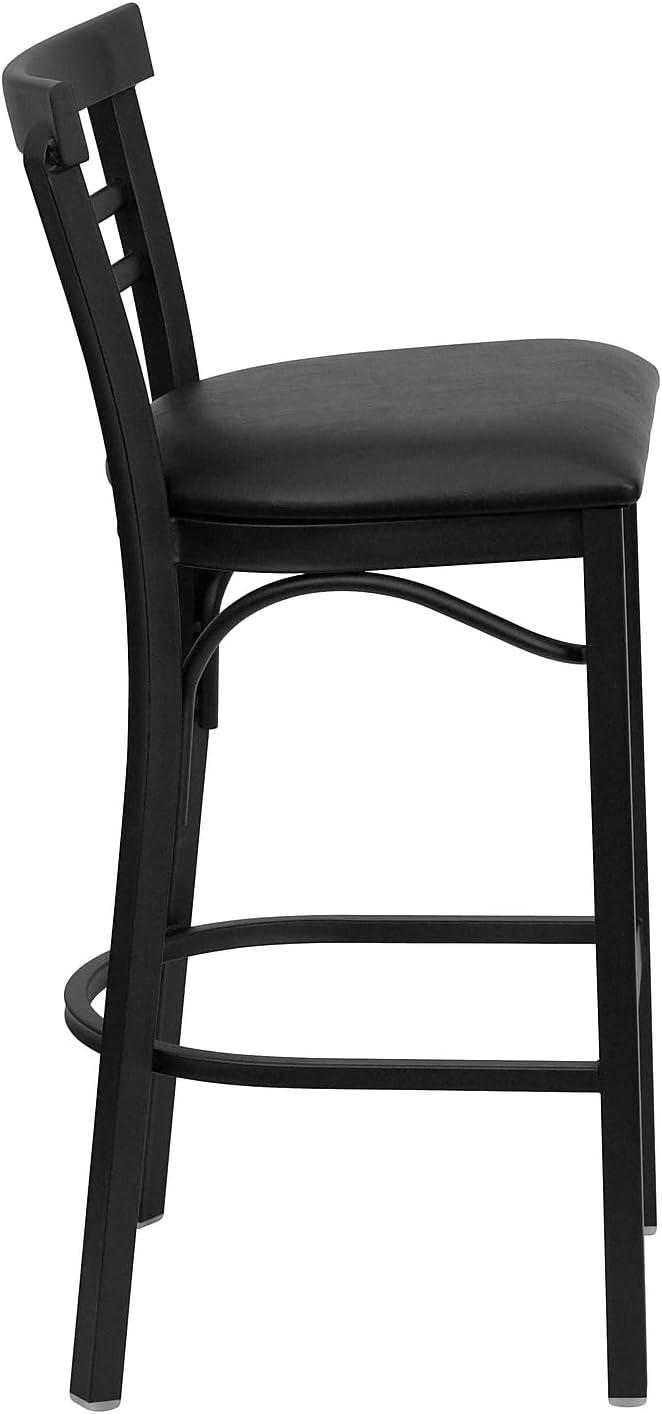 image:imageFlash Furniture HERCULES Series Black TwoSlat Ladder Back Metal Restaurant Barstool Black Vinyl SeatBlack Vinyl SeatBlack Metal Frame