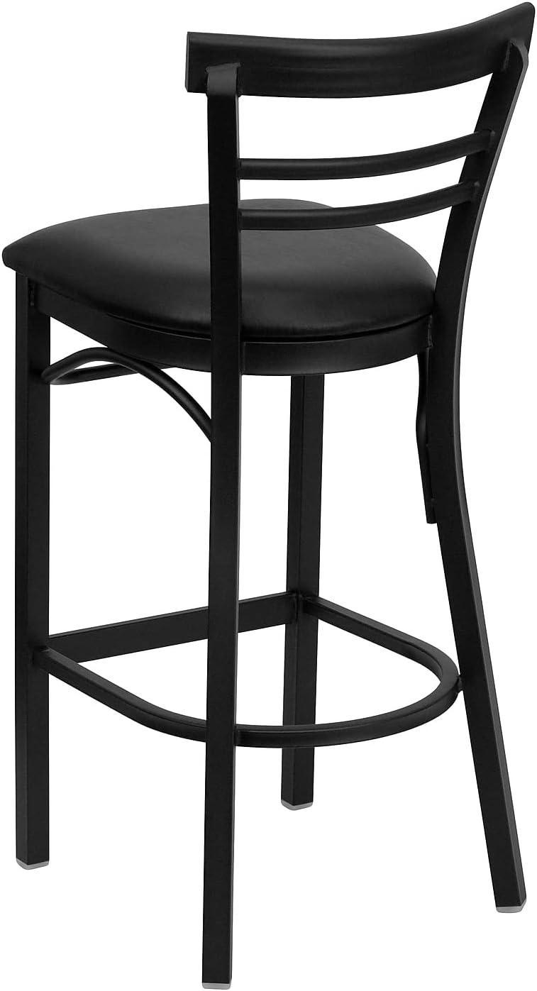 image:imageFlash Furniture HERCULES Series Black TwoSlat Ladder Back Metal Restaurant Barstool Black Vinyl SeatBlack Vinyl SeatBlack Metal Frame