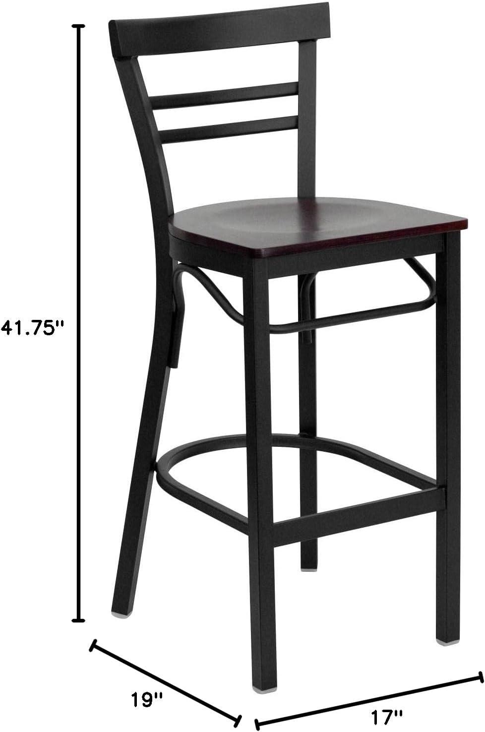 image:imageFlash Furniture HERCULES Series Black TwoSlat Ladder Back Metal Restaurant Barstool Black Vinyl Seatbrown