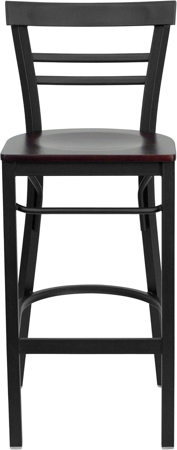 image:imageFlash Furniture HERCULES Series Black TwoSlat Ladder Back Metal Restaurant Barstool Black Vinyl Seatbrown